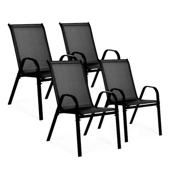 Sæt med 4 havestole til terrasse eller altan Sort MultiGarden