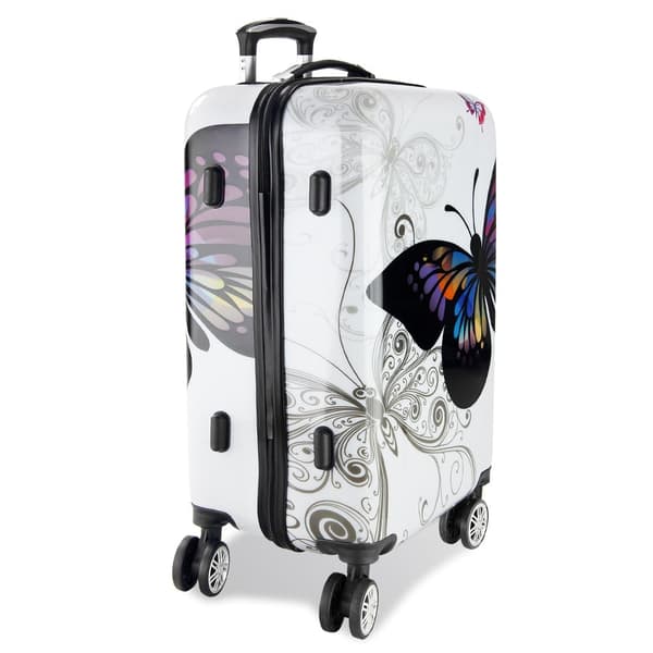 Hård kuffert 42L, ABS-plast, sommerfugledesign