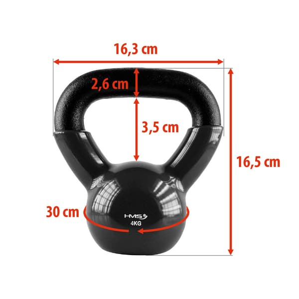 Støbejern Kettlebell, 4 kg – Sort