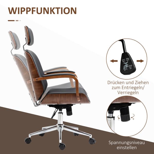 Ergonomisk kontorstol med høj ryglæn, sort