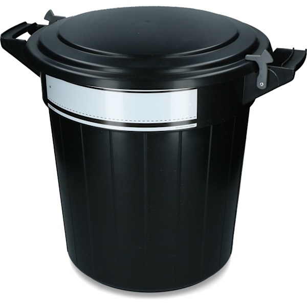 Opbevaringsspand 40 l sort, låg, lås og skrivelabel