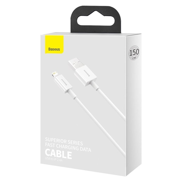 Superior kaapeli iPhonelle USB - Lightning 1,5m - valkoinen