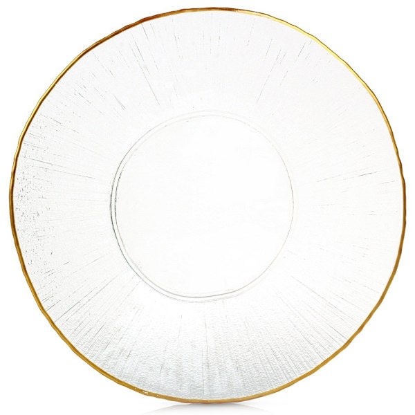 Middagstallerken lavvandet glas guldfad 30 cm
