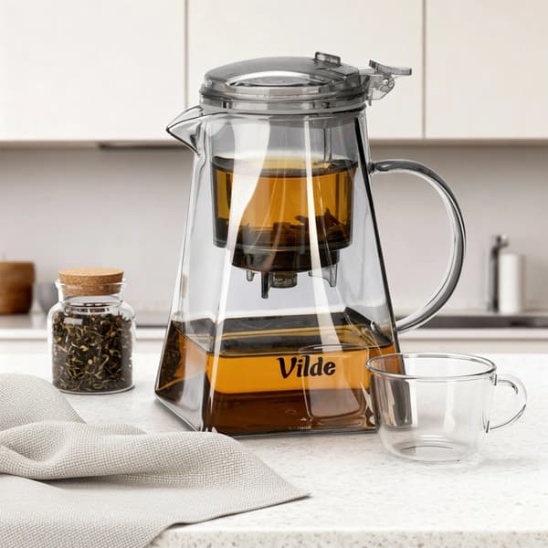 Glaskanna med teinfusionsrör, 880 ml, borosilikat