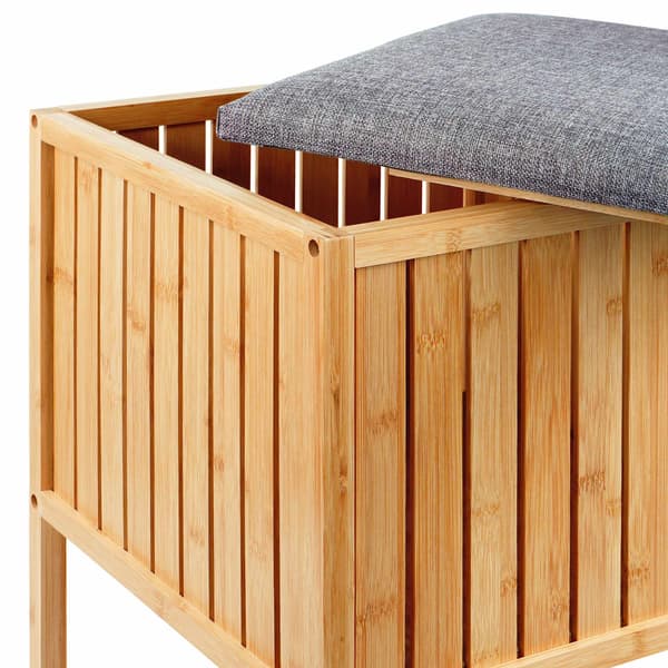 Bambu tvättkorgstol med vadderat lock