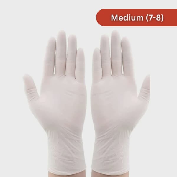 Latex engangshandsker, pudrede, medium, 100 stk.