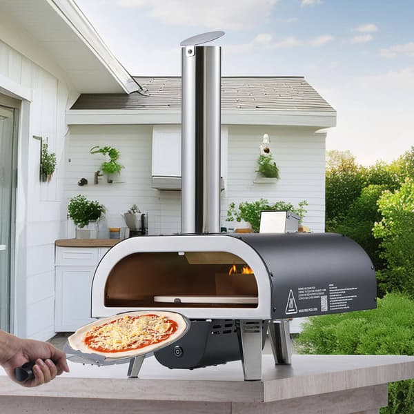 Udendørs pillepizzaovn 12 tommer, roterende, termometer