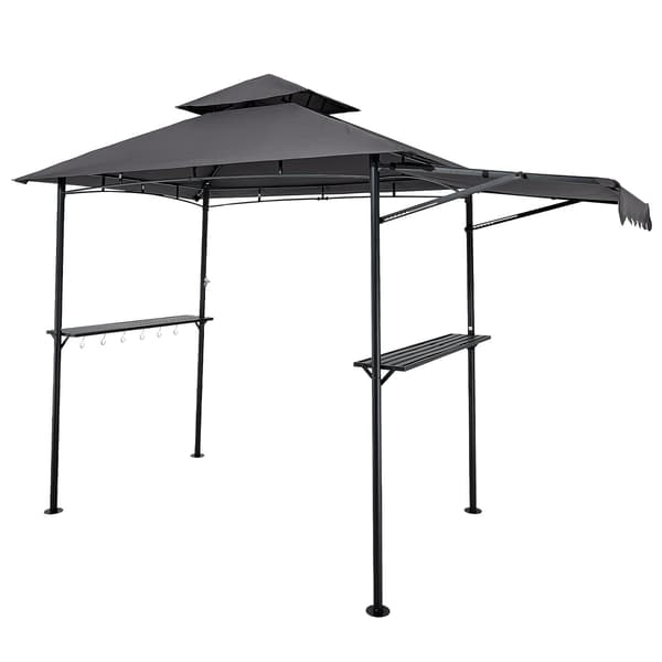 Grillpavillon 2,4 x 1,5 m, dobbelt tag, hylder