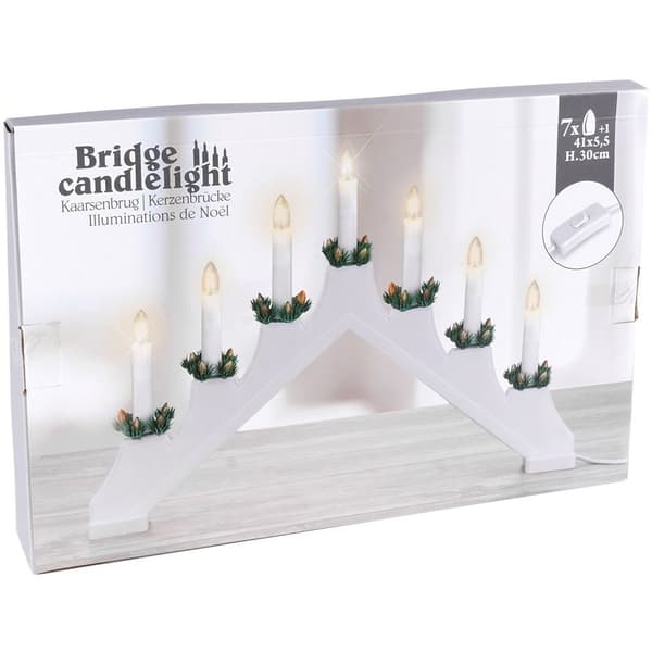 Adventsljusstake med Sju Ljus och Vit Bas för Advent