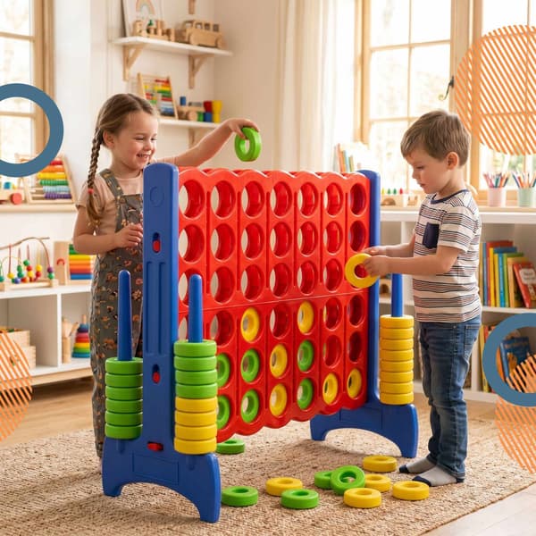 XXL Connect Four-spel – Röd & Blå, Utomhus, Plast