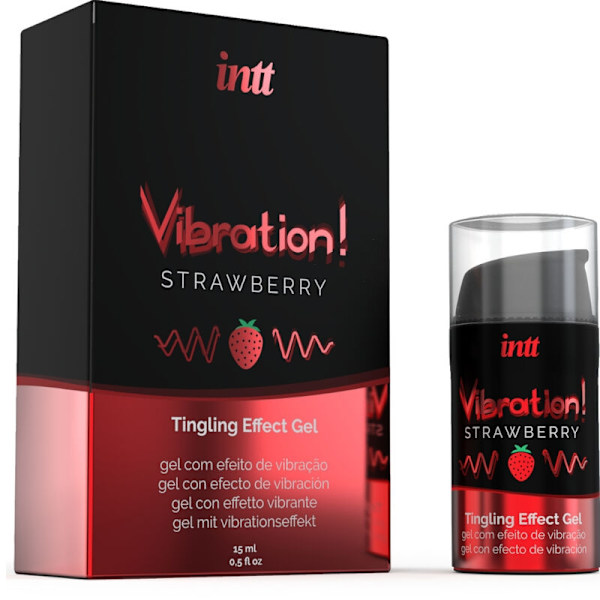 Intt - Kraftig intimstimulerende flydende vibrerende gel Strawberry 15 Ml