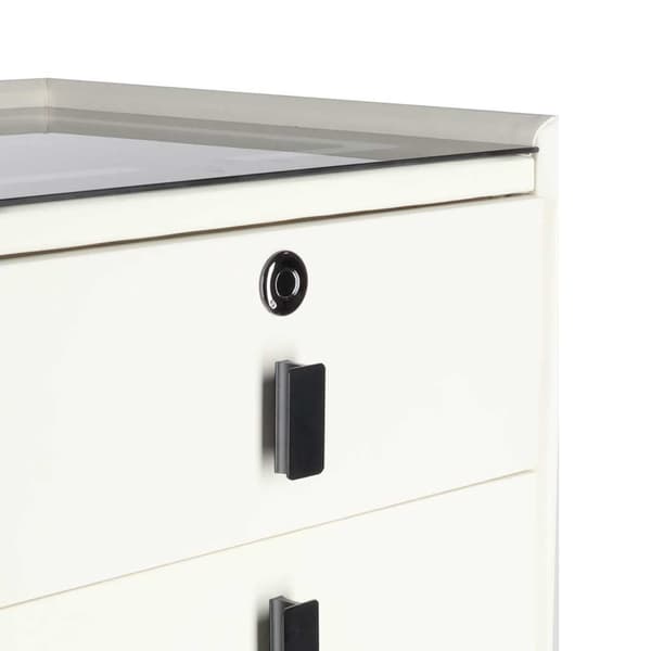 Ecru natbord med LED-belysning, USB-opladning, Bluetooth-højttaler