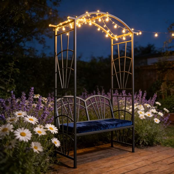 Rose Trellis Bench – Sort metalbue til klatrere