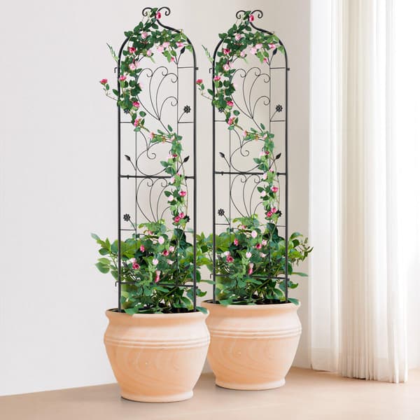 Trädgårdsspaljé för klätterväxter, metall, 152 x 38 cm, 2-pack