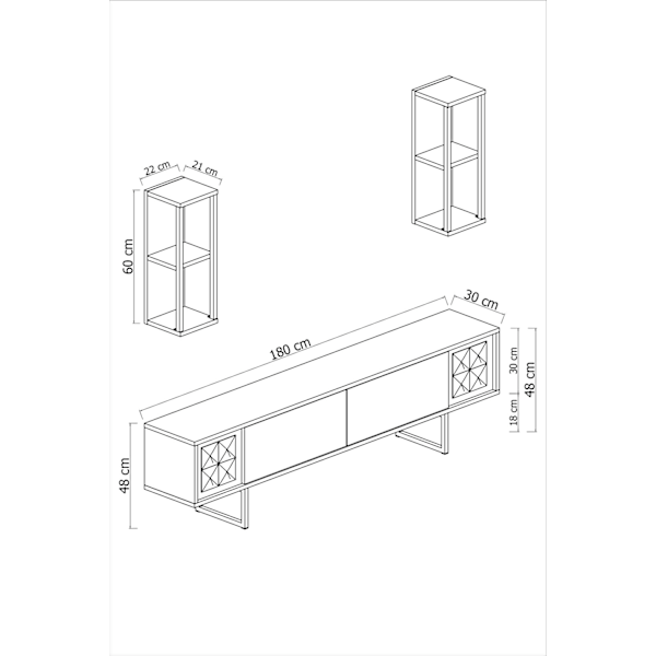 TV-enhet Chrome Line - Vit, Svart