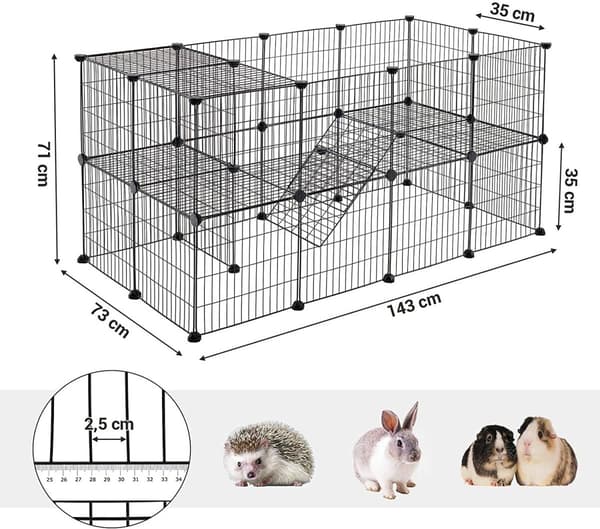 Modulaarinen pieneläinleikkikehä – 2 tasoa, hamsteri, marsu