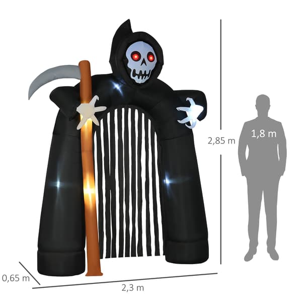 Oppustelig Halloween-port med leen med LED-lys