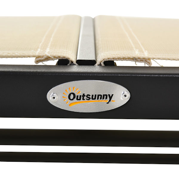 Keinutuoli 2-Istuttava Puutarhapenkki Puutarhakeinu Istuin Puistopenkki Metalli Puutarhakalusteet Musta + Beige 120 X 70 X 85 Cm