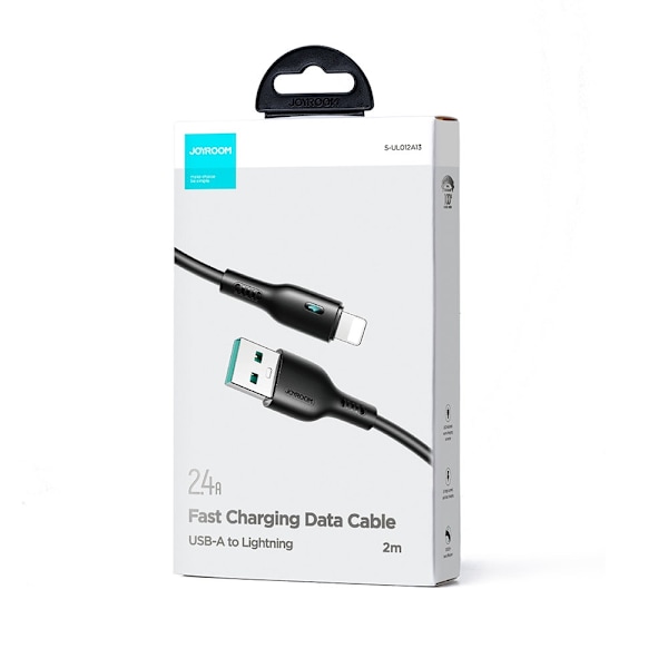 iPhone-kaapeli LED-merkkivalolla USB - Lightning 2.4A 2m musta