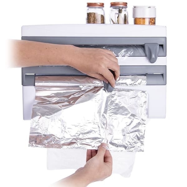 Multifunktionel dispenser til folie og papirhåndklæder