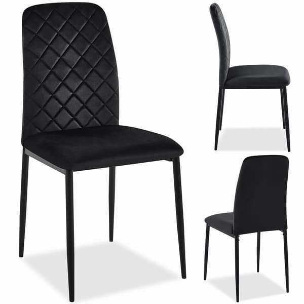 Fløjlsbetrukket stol, sort, metalben