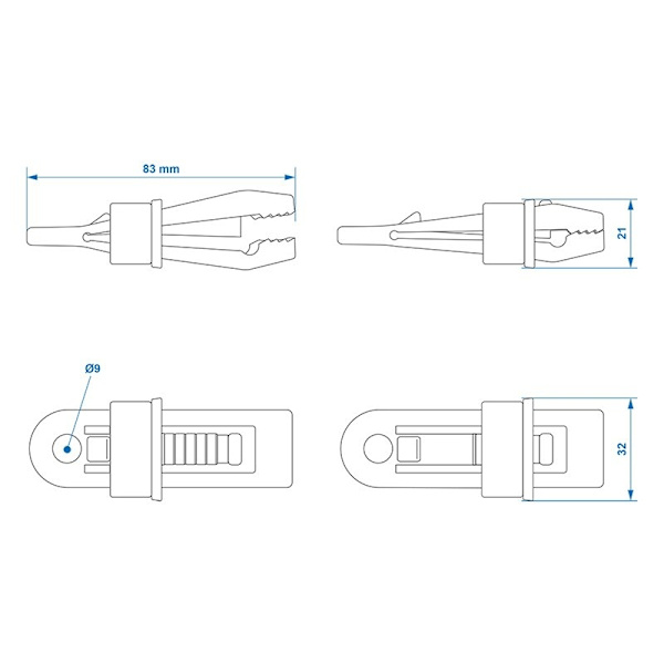 Tarp clips - sæt med 4 stk