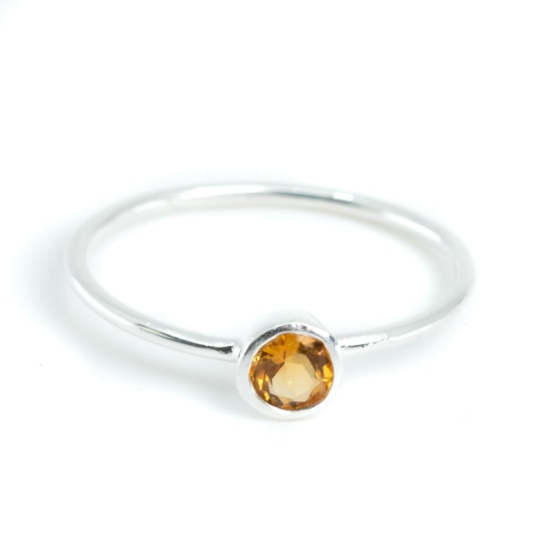 Birthstone Ring Citrin November - 925 Silver - (Storlek 17)