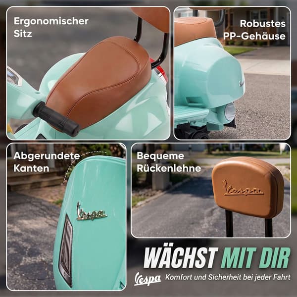 Elektrisk børne-Vespa – Grøn, 18-36 måneder