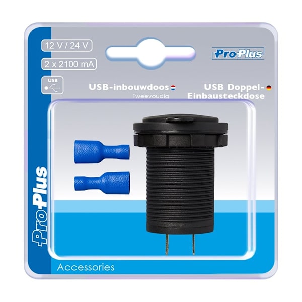 USB-portti kaksinkertainen uppoasennus tyyppi A 2x2100mA 12V/24V