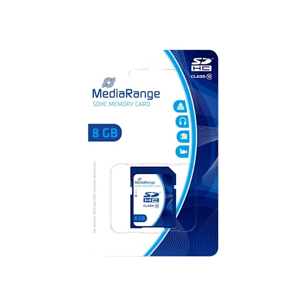 MediaRange - Flash-minneskort - 8 GB - Class 10 - SDHC - blå