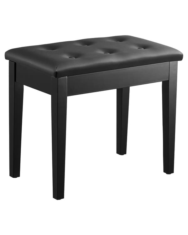 Pianobänk med förvaring, justerbar vadderad sits