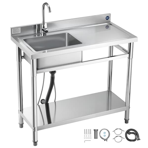 Rostfritt stål diskho, enkel ho med kran, 1000x500mm