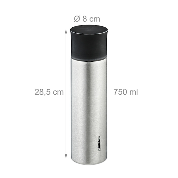 Ruostumattomasta teräksestä valmistettu juomapullo 750 ml kupilla