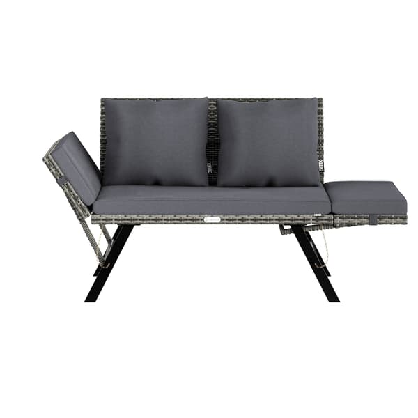 Polyrotting trädgårdsbänk, grå, 176x56x81cm, 2-i-1 solstol