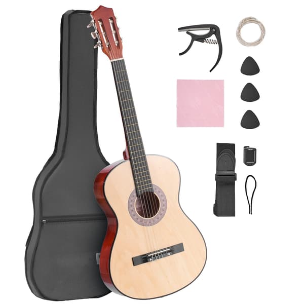 Klassisk gitarr 38 tum, nylonsträngar startpaket