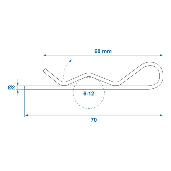 Trækstift enkelt 2mm / 6-12mm