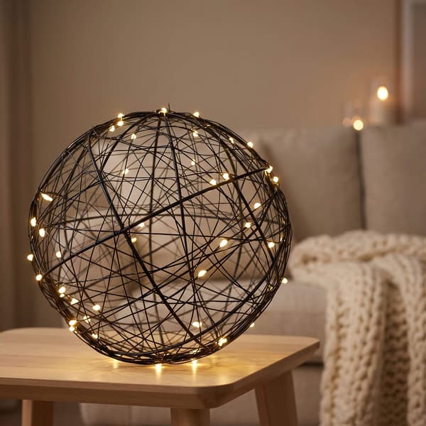 30 cm svart LED-dekorkula – varmvitt ljus