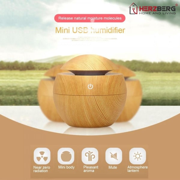 Herzberg Luftfuktare Aroma Oil Diffuser Mörk trä