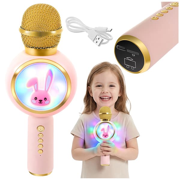 Trådløs Bluetooth Karaoke Mikrofon til Børn, Pink