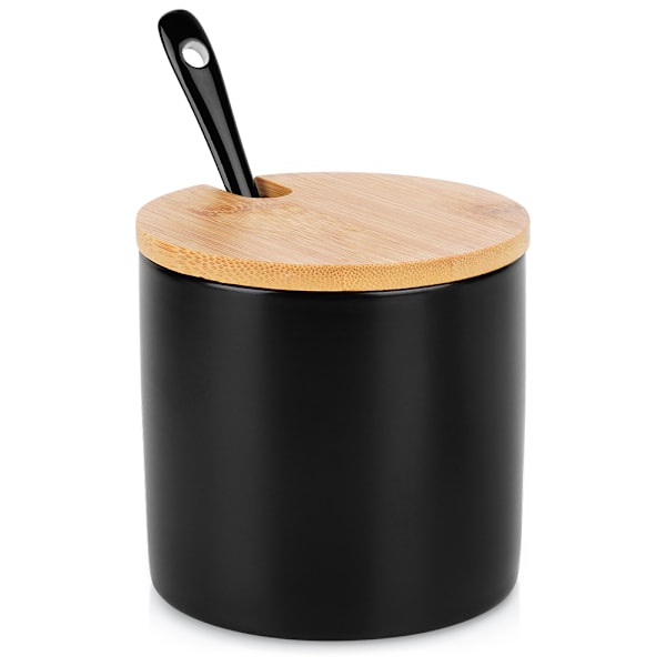 Sort keramisk sukkerskål