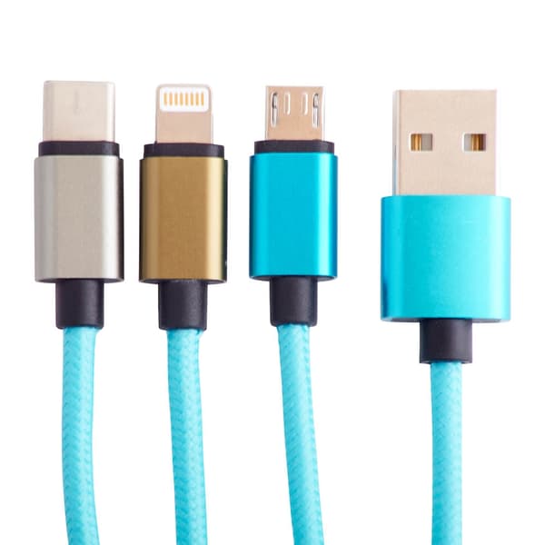 SQUISHMALLOWS Opladerkabel 1,2m Tat 3in1 USB-C/Micro/Lightning