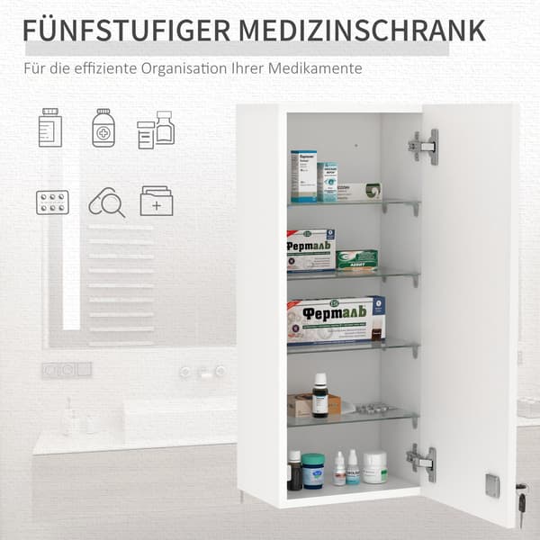 Medicinskab Hængeskab Låsbart Justerbart Førstehjælpskryds
