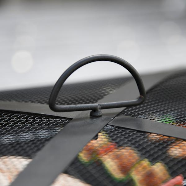 3-I-1 Ildskål Ildkurv Ildsted Med Gnistbeskytter Grillrist Isspand Havegrill Sort 76 X 76 X 47 Cm