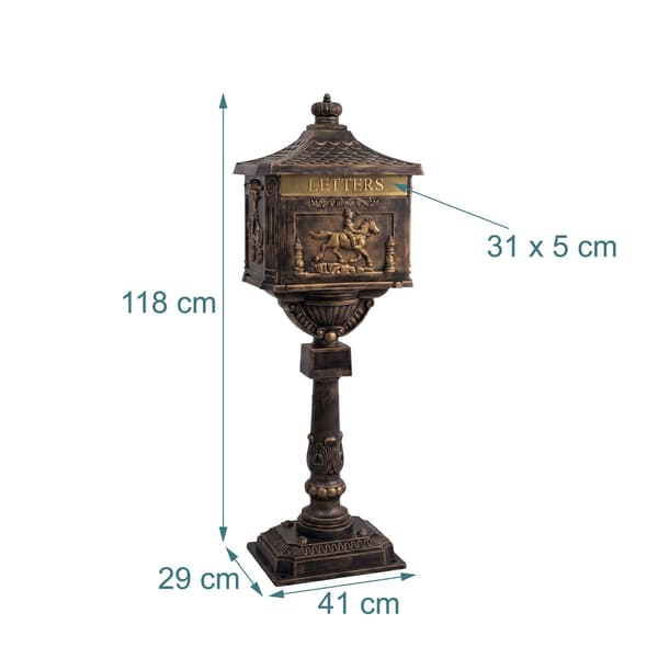 Fritstående postkasse i antik bronze, rustfri aluminium