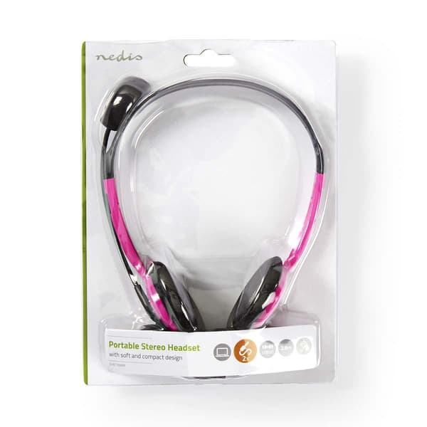 PC headset | On-Ear | Stereo | 2x 3.5 mm | Vikbara Mikrofon | Rosa