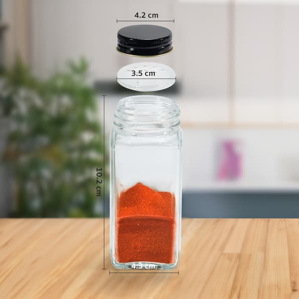 Sæt med 24 krydderikrukker – glas, sorte låg, 120 ml pr. stk.