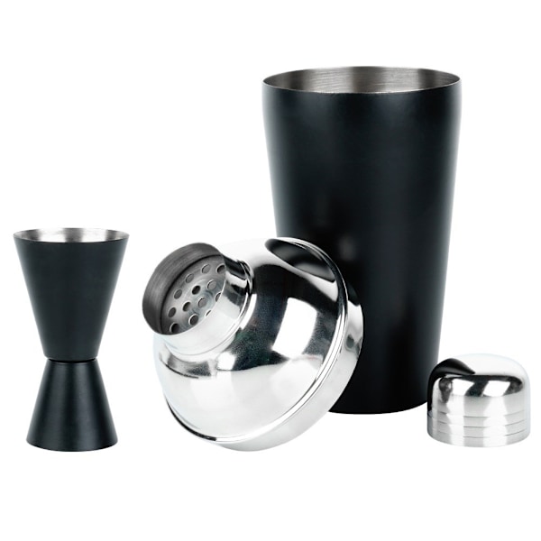 Barset med shaker, stål, svart, 5 st.