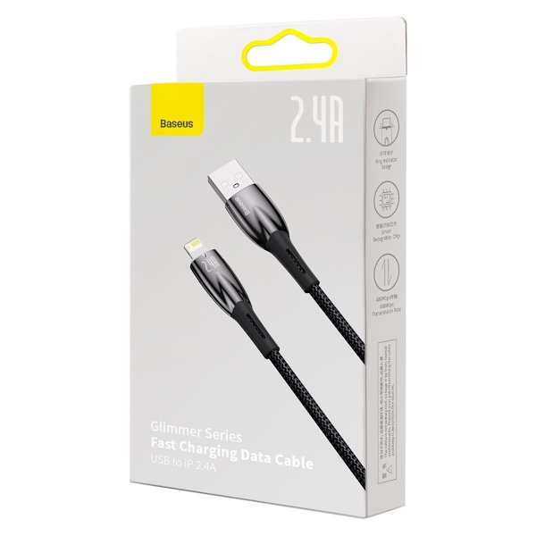 Glimmer-sarjan USB-A-kaapeli Iphone Lightning 480Mb-s 2.4A 2m musta