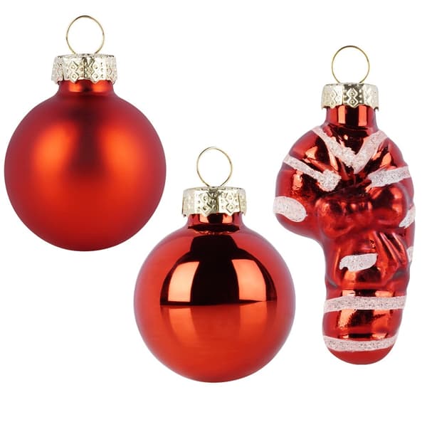 Røde julekugler i glas, 3 cm, sæt med 9