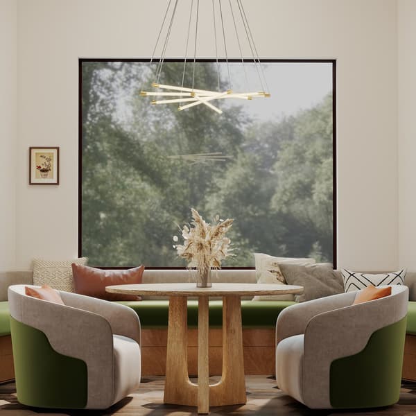 Justerbar LED-loftlampe, 50W, 5 rør, guld/hvid